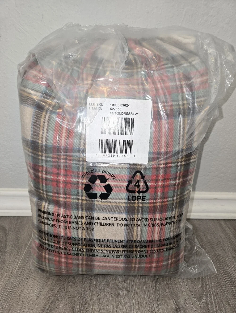 L.L. Bean Heritage Chamois Flannel Comforter Cover W/ ShamsRed Plaid 100% Cotton